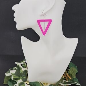Vibrant Pink Geometric Statement Earrings
